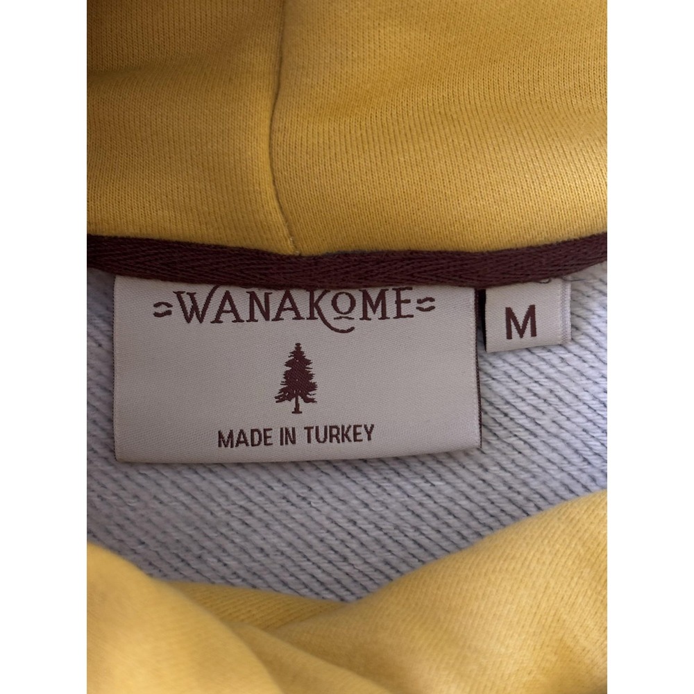Wanakome Hoodie Womens Medium Gray Yellow Cowl Neck Fleece Pullover Pockets - Picture 4 of 7